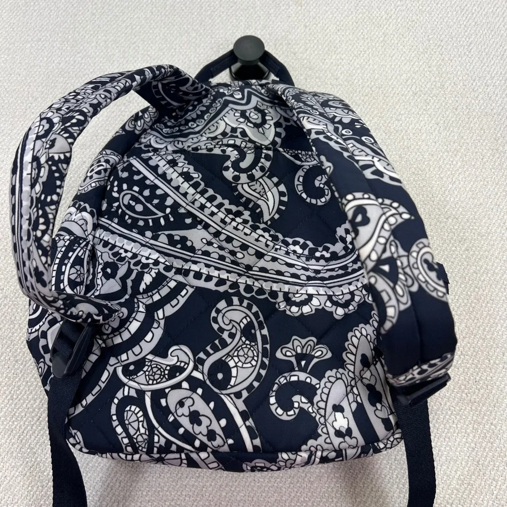Vera Bradley Iconic Small Backpack Deep Night Paisley Quilted Cotton Navy Travel